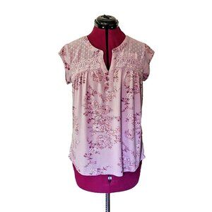 Daniel Rainn Top Blouse Multicolor Womens Size Small Floral Print Short Sleeves